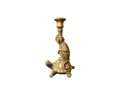 Goude Aap op Schildpad Kandelaar