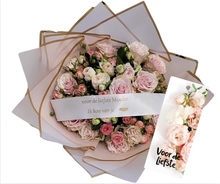Liefdevol Boeket– Luxe Rozenboeket met lint