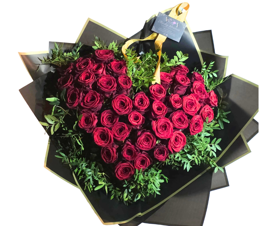 Valentijn hartvorm rozen boeket 40 st